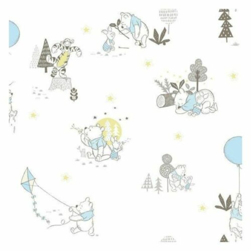York DI0982 Yellow Disney Winnie the Pooh Playmates Unpasted Wallpaper