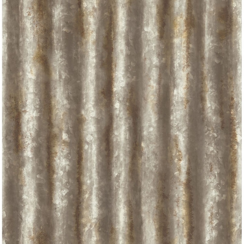 2701-22334 Corrugated Metal Rust Industrial Texture Wallpaper