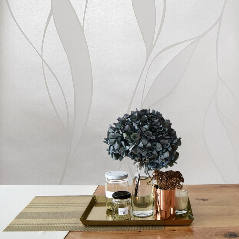 10184, NA0203 Modern off white cream wave lines Trailing Leaf CALANDRA MODERN wallpaper