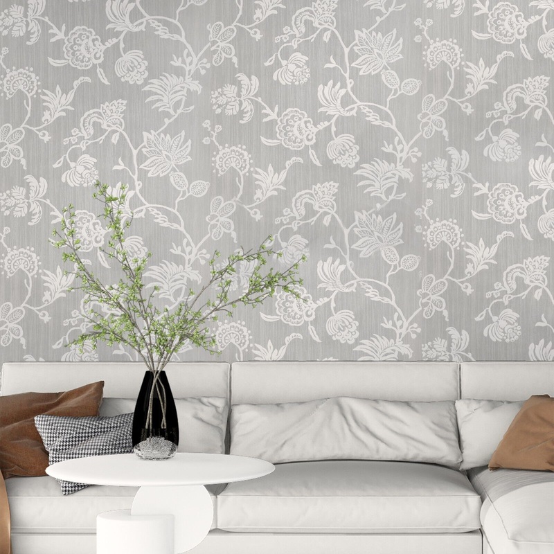 10387 Gray cream floral textured plants madeline Sculptured Surfaces wallpaper roll 3D