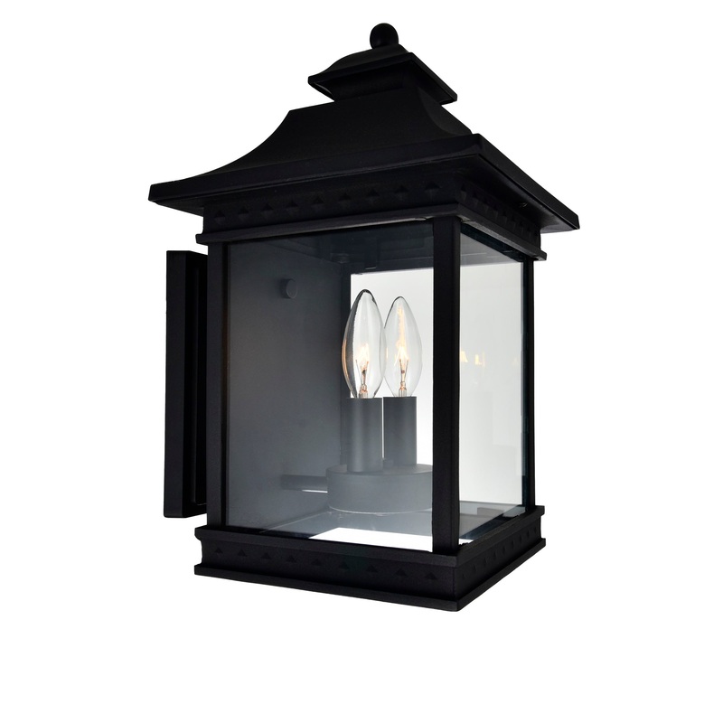 0416W9-A-2-101 Cleveland 2 Light Black Outdoor Wall Light