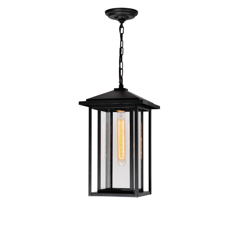 0417P9-1-101 Crawford 1 Light Black Outdoor Hanging Light