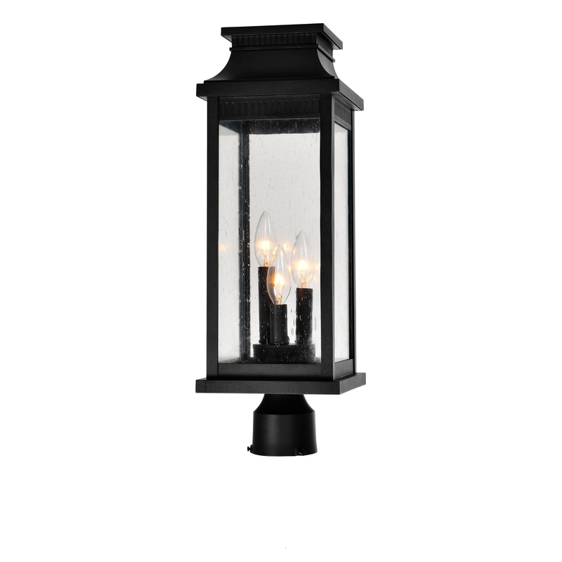 0418PT7L-3 Milford 3 Light Outdoor Black Lantern Head