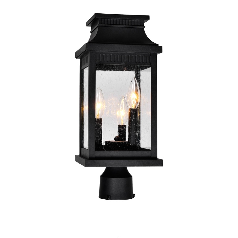 0418PT7S-3 Milford 3 Light Outdoor Black Lantern Head