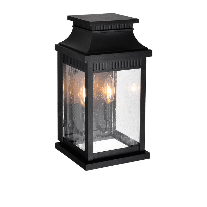 0418W7S-2 Milford 2 Light Outdoor Black Wall Lantern