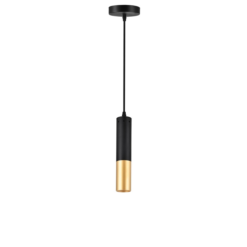 1015P2-1-129 Anem 1 Light Down Mini Pendant With Matte Black & Satin Gold Finish