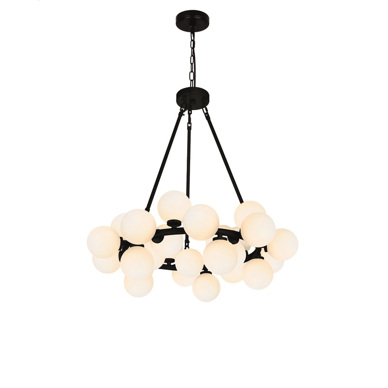 1020P26-25-101 Arya 25 Light Chandelier With Black Finish