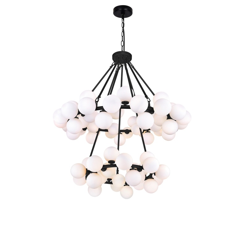 1020P39-70-101 Arya 70 Light Chandelier With Black Finish