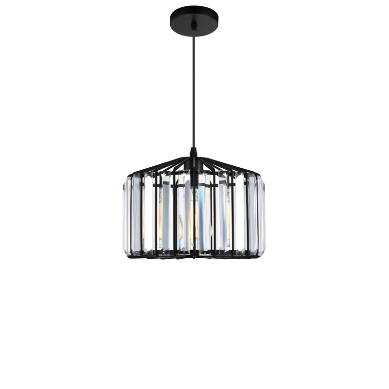 9942P10-1-101-C Alethia 1 Light Drum Shade Pendant With Black Finish