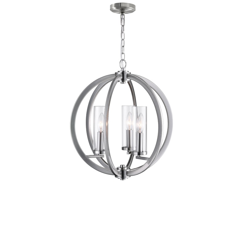 9951P16-3-606 Elton 3 Light Chandelier With Satin Nickel Finish