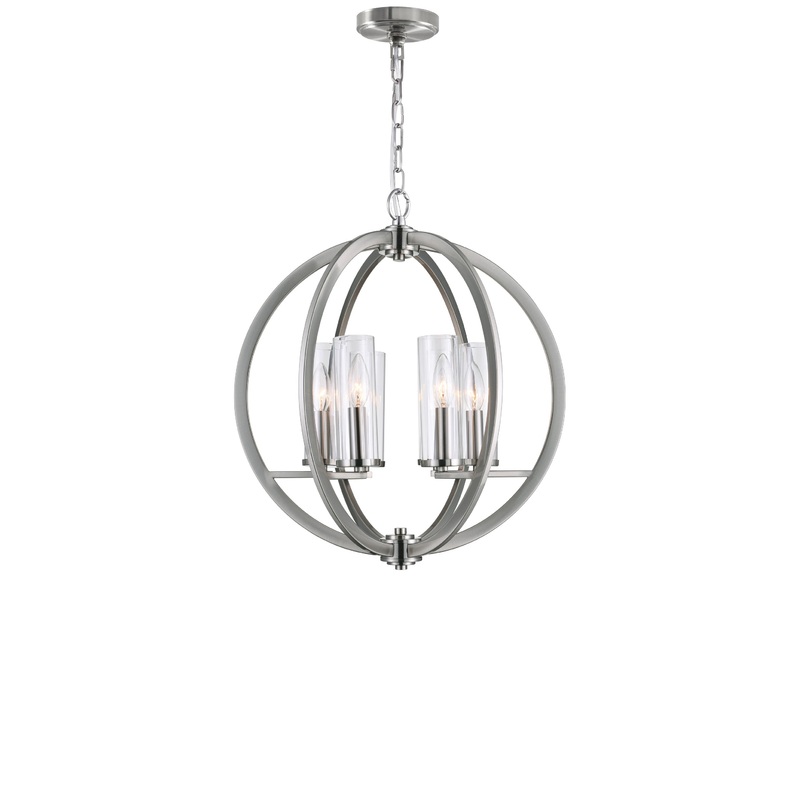 9951P19-6-606 Elton 6 Light Chandelier With Satin Nickel Finish