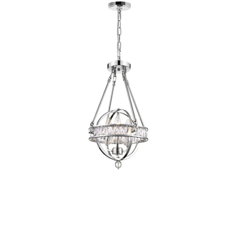 9957P12-3-601 Arkansas 3 Light Mini Chandelier With Chrome Finish