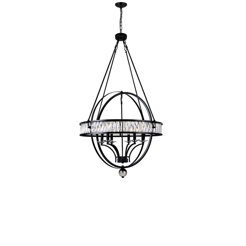 9957P30-6-101 Arkansas 6 Light Chandelier With Black Finish