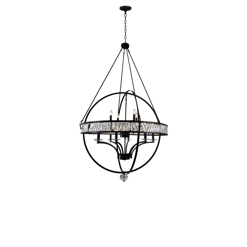 9957P42-12-101 Arkansas 12 Light Chandelier With Black Finish