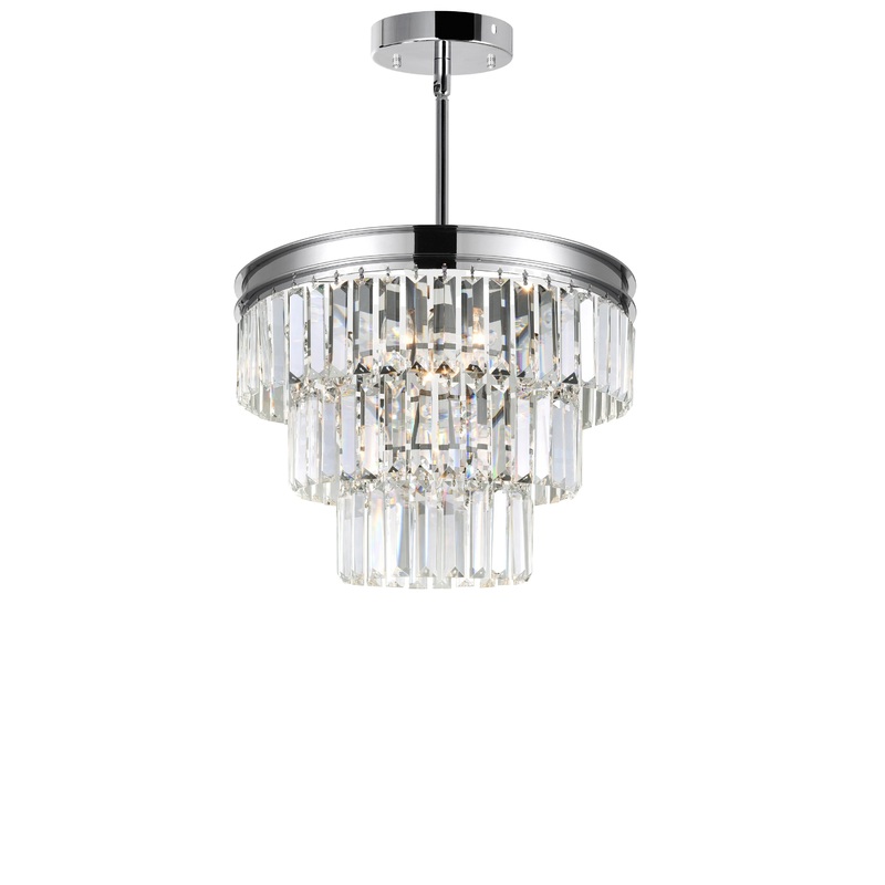 9969P18-5-601 Weiss 5 Light Down Chandelier With Chrome Finish