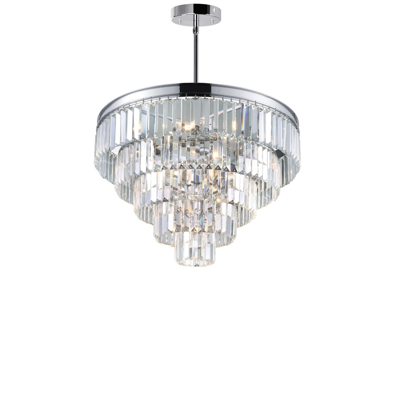 9969P24-12-601 Weiss 12 Light Down Chandelier With Chrome Finish