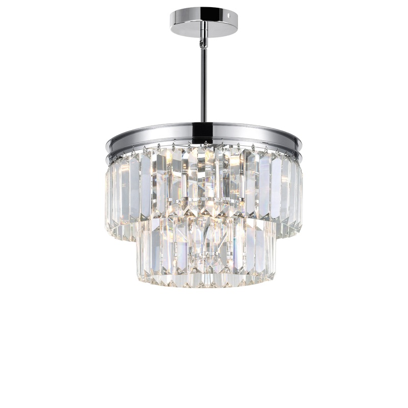 9969P8-5-601 Weiss 5 Light Down Mini Chandelier With Chrome Finish