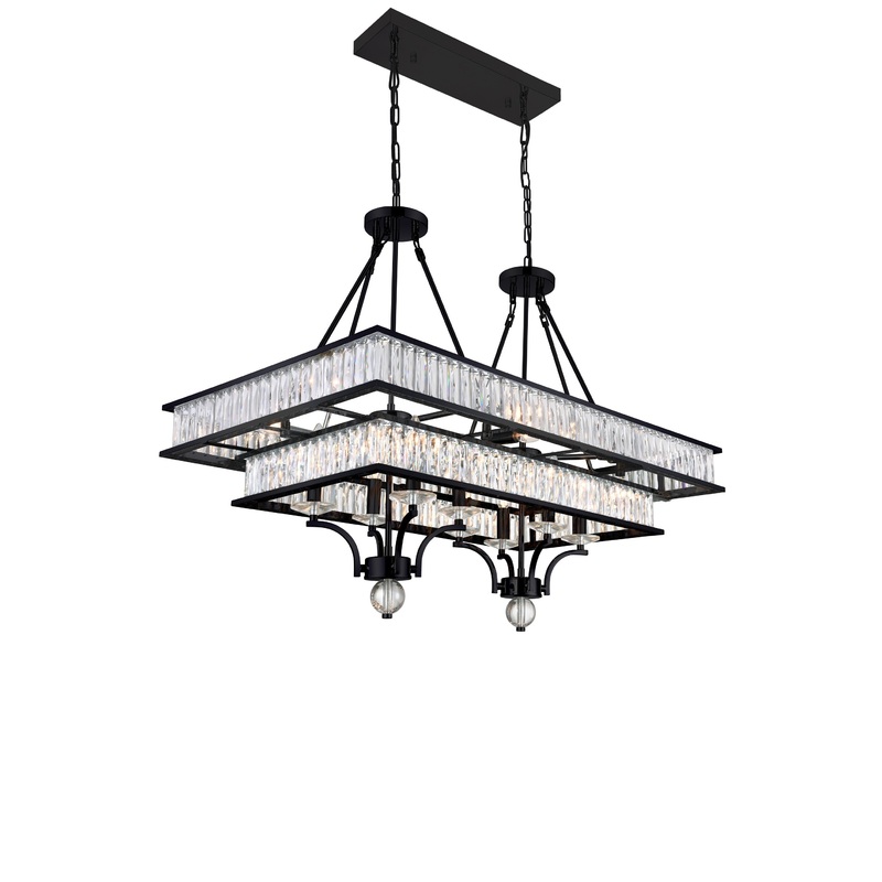 9972P37-16-101 Shalia 16 Light Island Chandelier With Black Finish