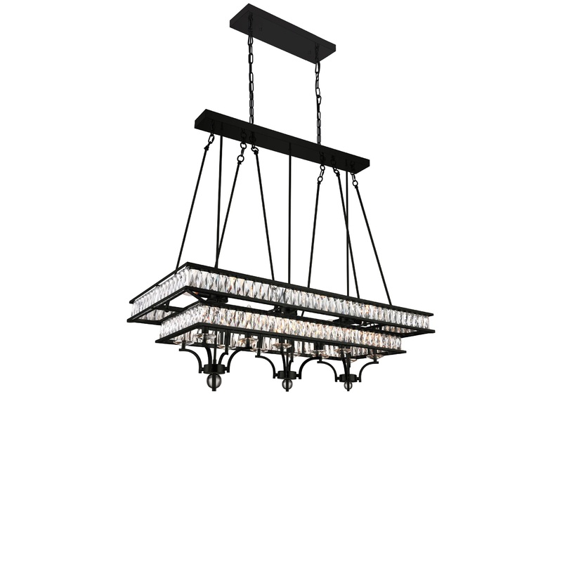 9972P47-20-101 Shalia 20 Light Island Chandelier With Black Finish