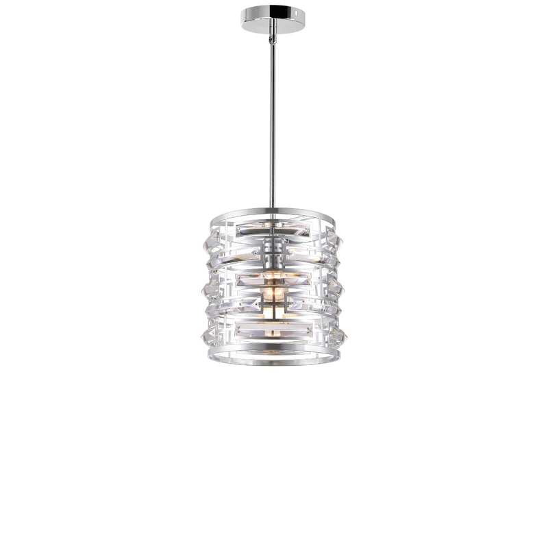 9975P10-1-601 Petia 1 Light Drum Shade Mini Chandelier With Chrome Finish