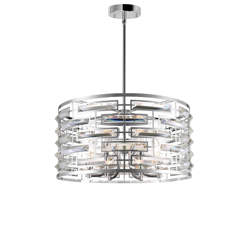 9975P20-6-601 Petia 6 Light Drum Shade Chandelier With Chrome Finish