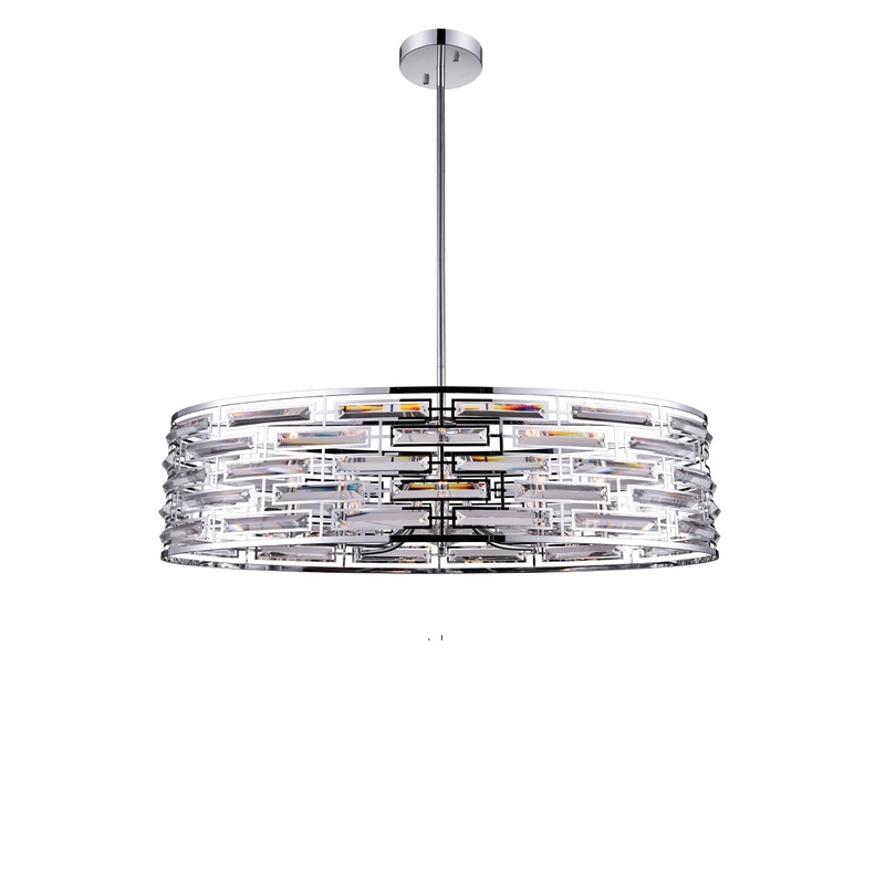 9975P39-8-601 Petia 8 Light Drum Shade Island Light With Chrome Finish