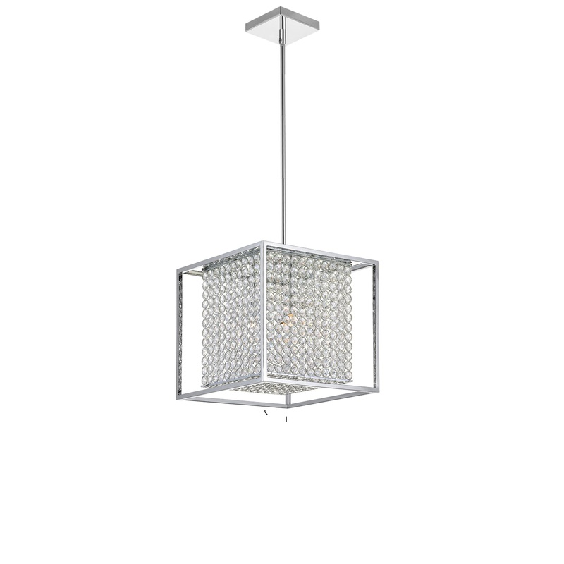 QS8381P12C-S Cube 3 Light Chandelier With Chrome Finish