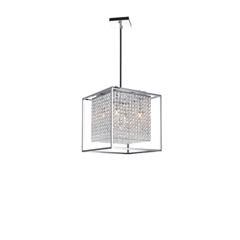 QS8381P14C-S Cube 5 Light Chandelier With Chrome Finish