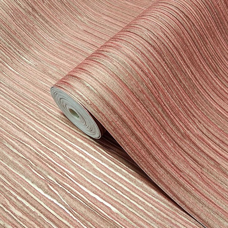 11112 Modern Plain maroon red gold metallic faux fabric lines heavy textured wallpaper